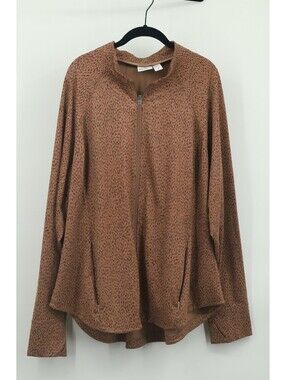 Athleta Leopard Print Salutation Jacket Full Zip Brown Athletic 3X Plus Size